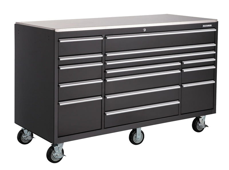 Rolling Tools Storage Cabinet with 15 Drawers, Black, 72-in x 30-in V7P6