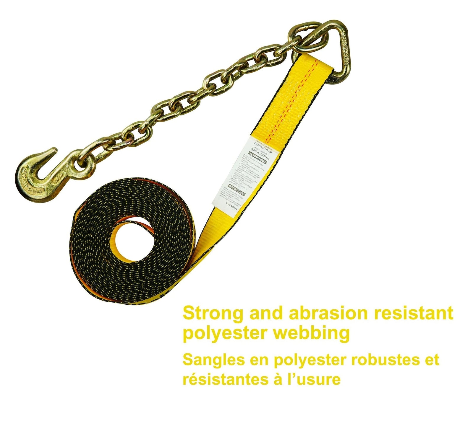 10,000-lb Commercial Ratchet Tie Down Strap, with 18-in Chain, 2-in x 27-ft S9Q5 - product image 3