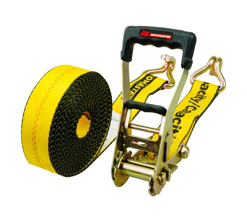 10,000-lb Ratchet Tie Down Strap, Abrasion Resistant, 2-in x 27-ft D2V9