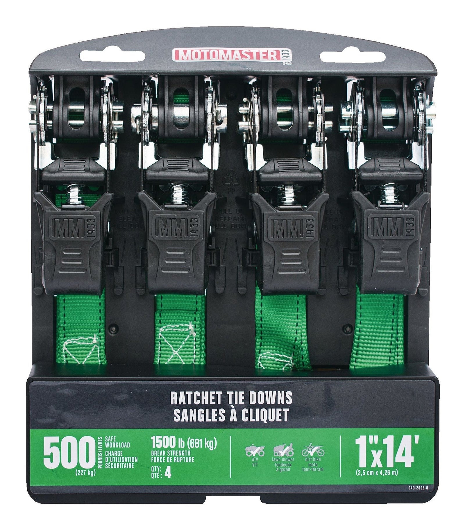 1,500-lb Padded Ratchet Tie Down Straps, 1-in x 14-ft, 4-pk T3H2 - product image 5