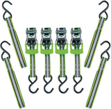 1,500-lb Reflective Ratchet Tie Down Strap, with Padded D-Handle, 1-in x 12-ft, 4-pk, Green O7Z6 - product image 1
