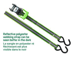 1,500-lb Reflective Ratchet Tie Down Strap, with Padded D-Handle, 1-in x 12-ft, 4-pk, Green O7Z6 - product image 4