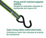 1,500-lb Reflective Ratchet Tie Down Strap, with Padded D-Handle, 1-in x 12-ft, 4-pk, Green O7Z6 - product image 6