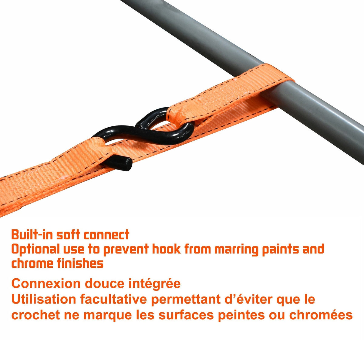 3,000-lb Heavy-Duty Ratchet Tie Down Straps, with Power Grip Padded Handles, 1.25-in x 10-ft, 2-pk I6L1 - product image 4