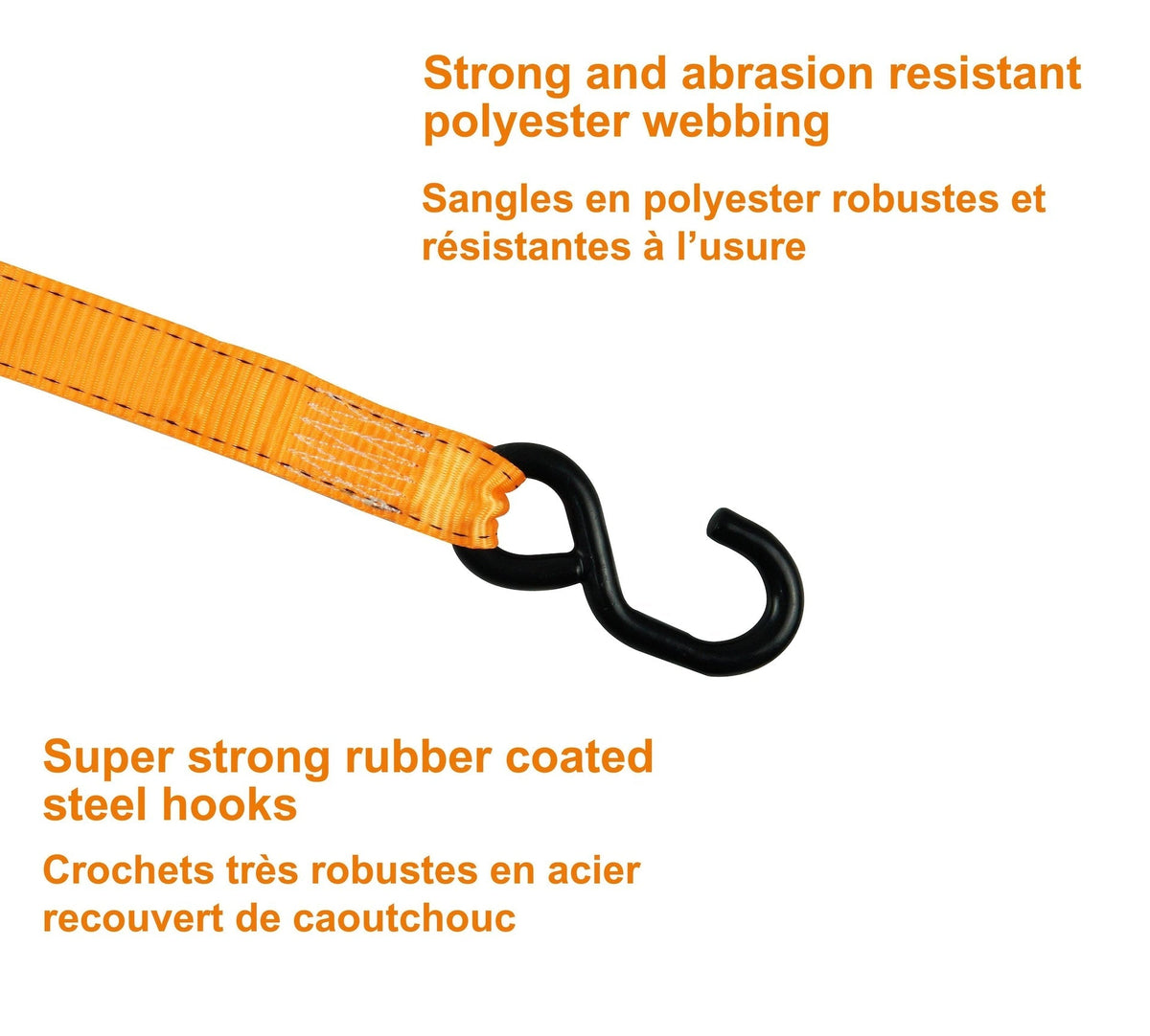 3,000-lb Heavy-Duty Sliding Ratchet Tie Down Straps, 1.25-in x 8-ft, 2-pk Y4T1 - product image 4