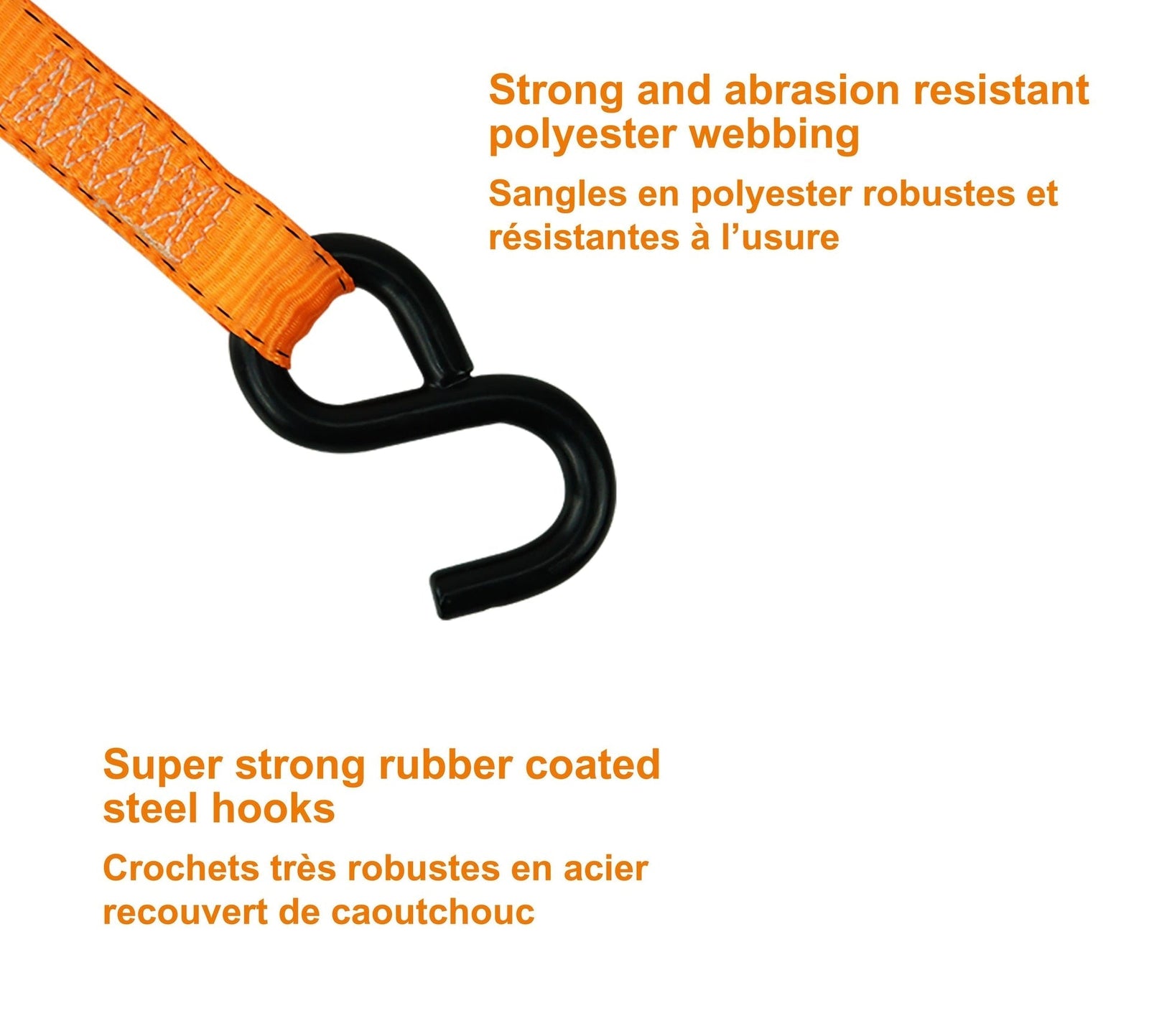 3,000-lb Padded Handle Ratchet Tie Down Straps, 1.25-in x 10-ft, 2-pk Y2S6 - product image 4