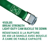 450-lb Light Duty Lashing Straps with Cam Buckle Clasps, Weatherproof, 1-in x 12-ft, 2-pk V1A4 - product image 4