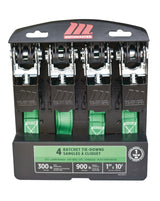 900-lb Ratchet Tie-Down Straps, Non-Padded, 1-in x 10-ft, 4-pk A5W3 - product image 1
