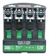 900-lb Ratchet Tie-Down Straps, Non-Padded, 1-in x 10-ft, 4-pk A5W3 - product image 2