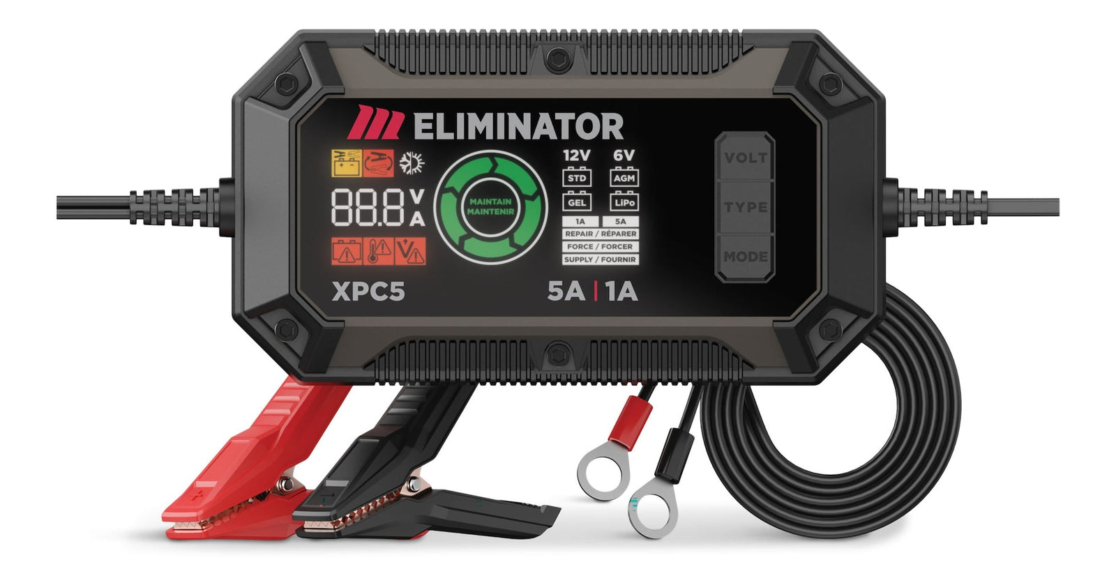 Eliminator Precision Series XPC5 Smart Battery Charger/Maintainer/Desulphator, 5/1-Amp, 6V/12V U9E4 - product image 1