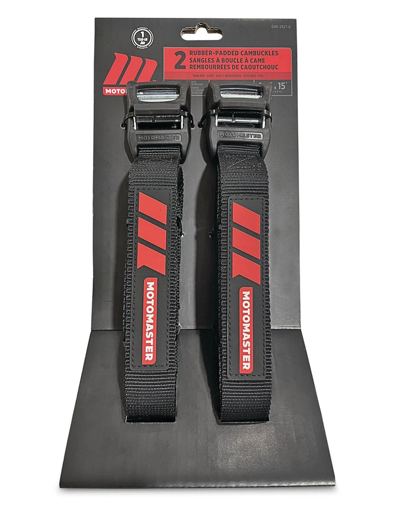 Rubber Padded Cam Buckle Tie Down Straps, 2-pk F7S5