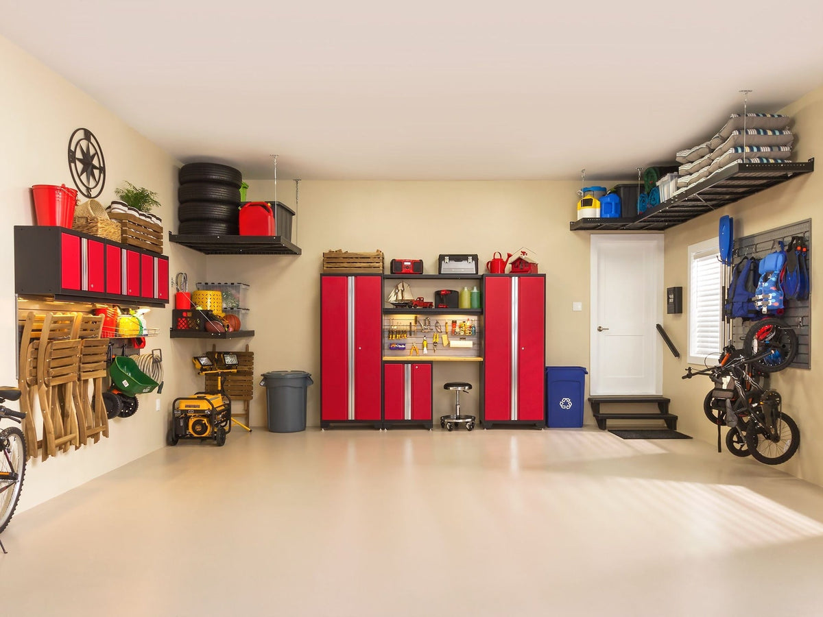 Bold 3.0 Series All-in-One Lockable Steel Garage Cabinetry Set with Stainless Steel Top, Black/Red, 48-in x 18-in x 76.75-in, 5-pc Y8U6 - product image 5