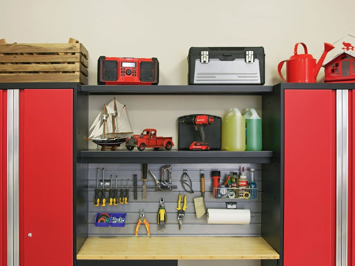 Bold 3.0 Series All-in-One Lockable Steel Garage Cabinetry Set with Stainless Steel Top, Black/Red, 48-in x 18-in x 76.75-in, 5-pc Y8U6 - product image 6