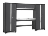 Bold 3.0 Series Lockable Steel Garage Cabinetry Set with Stainless Steel Top, Grey, 120-in x 18-in x 72-in, 5-pc Z4O2 - product image 1