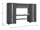Bold 3.0 Series Lockable Steel Garage Cabinetry Set with Stainless Steel Top, Grey, 120-in x 18-in x 72-in, 5-pc Z4O2 - product image 2