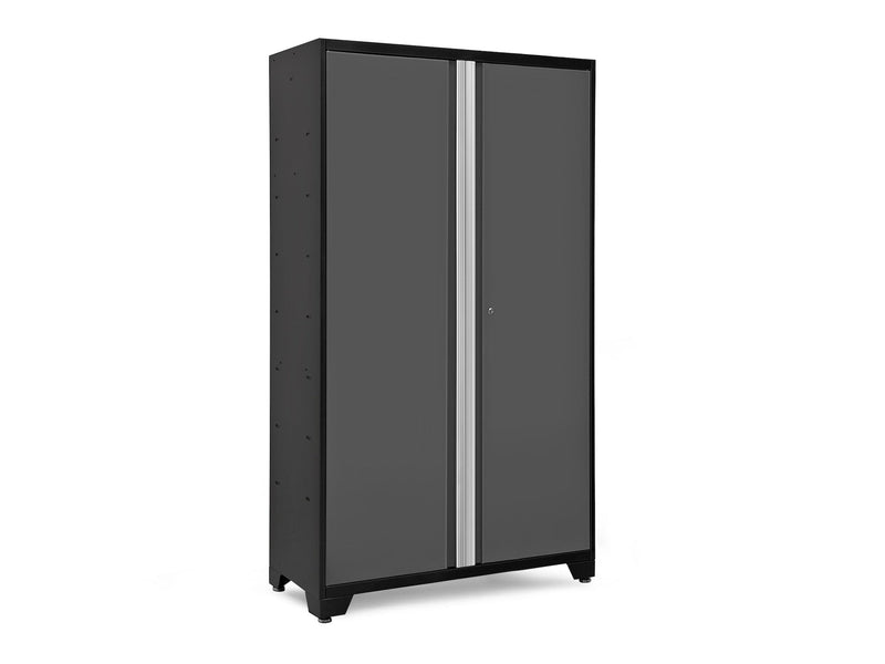 Bold Series Lockable 24-Gauge Steel RTA Storage Locker with 3 Shelves, Grey/Black, 48-in I4C8