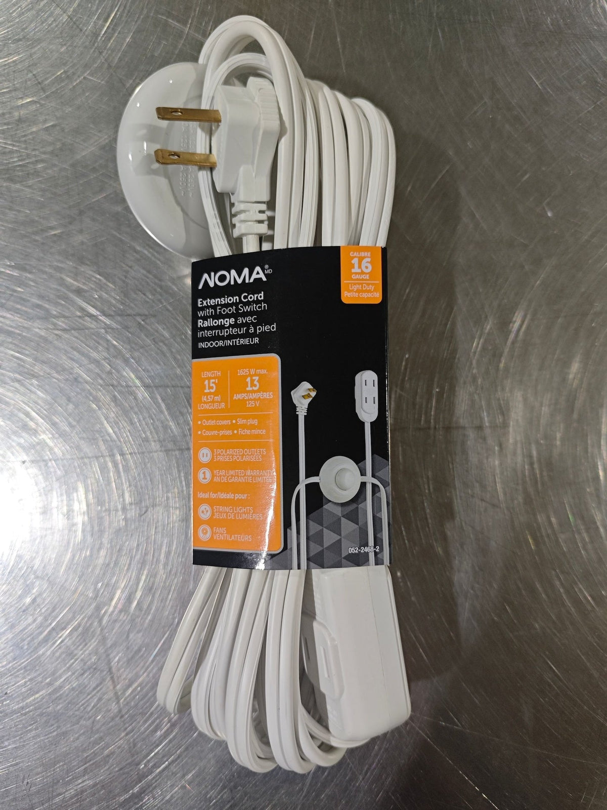 14-ft 7-in 16/2 Indoor Extension Cord, ON/OFF Foot Switch, White Z0X6 - product image 2
