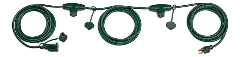 25-ft Outdoor Extension Cord, 3 Outlets, Safety Cover, Green P7I8