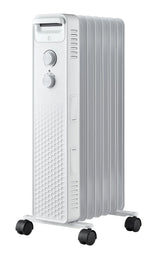 3-Setting Mechanical Oil Filled Heater with Adjustable Thermostat, Castors & Handle, 1500W, White A5I7 - product image 1