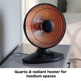 Oscillating Parabolic Dish Portable Radiant Electric Space Heater, 1000W, Black S8K3 - product image 7