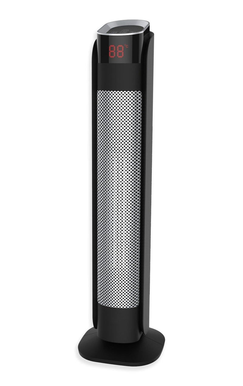 Oscillating Tower Ceramic Heater withRemote Control & Thermostat, 1500W, Black, 30-in K5X8