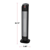 Oscillating Tower Ceramic Heater withRemote Control & Thermostat, 1500W, Black, 30-in K5X8 - product image 7