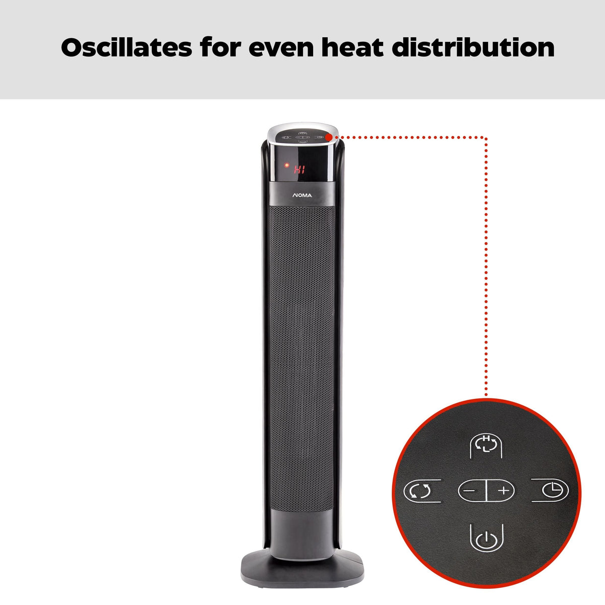 Oscillating Tower Ceramic Heater withRemote Control & Thermostat, 1500W, Black, 30-in K5X8 - product image 8
