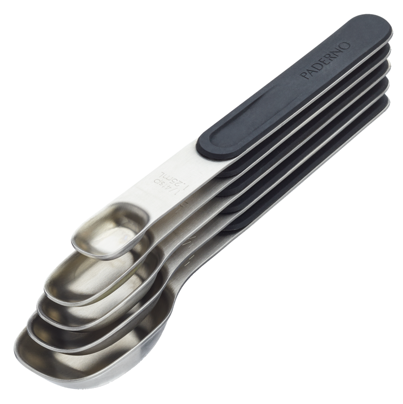 Stainless Steel Measuring Spoons Set with Magnetic Handle, 5-pc W8D3