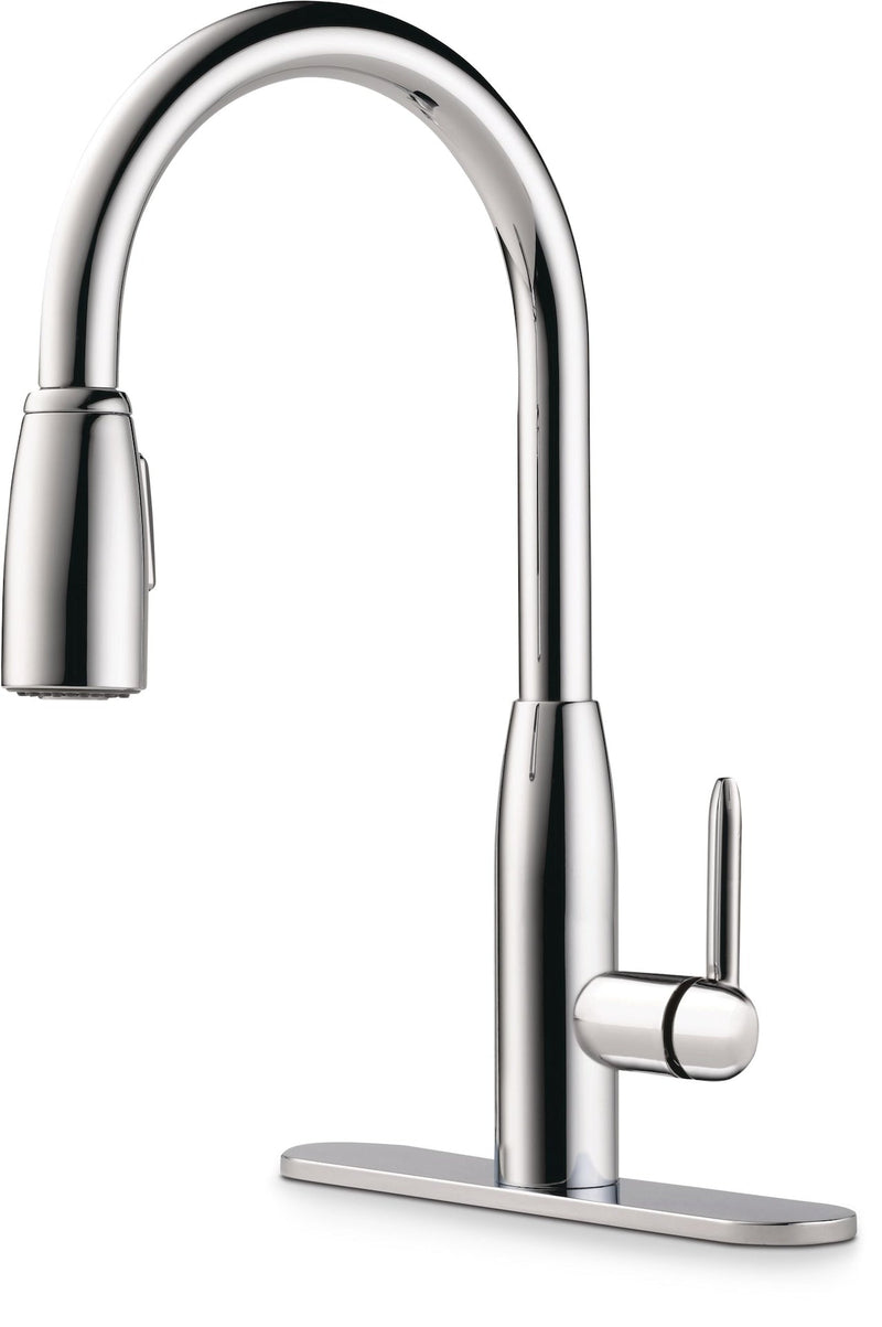 Tunbridge Single Handle High Arc Pull Down Kitchen Faucet, Chrome J6I6