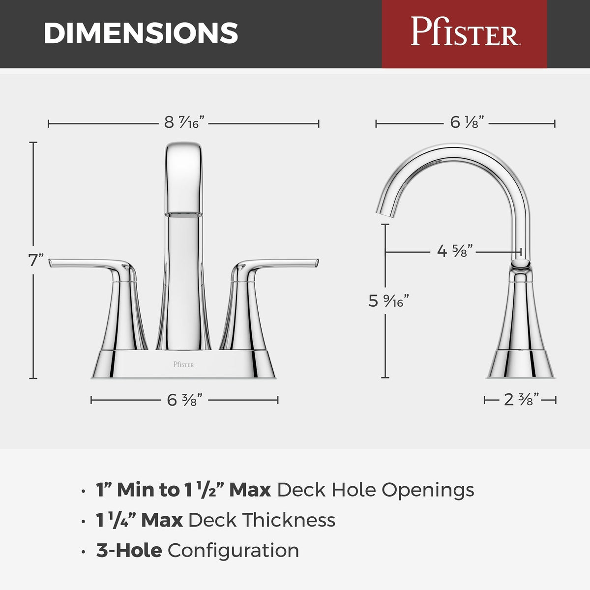 Raya 4-in Chrome Centerset Bathroom Sink Faucet D0L9 - product image 6