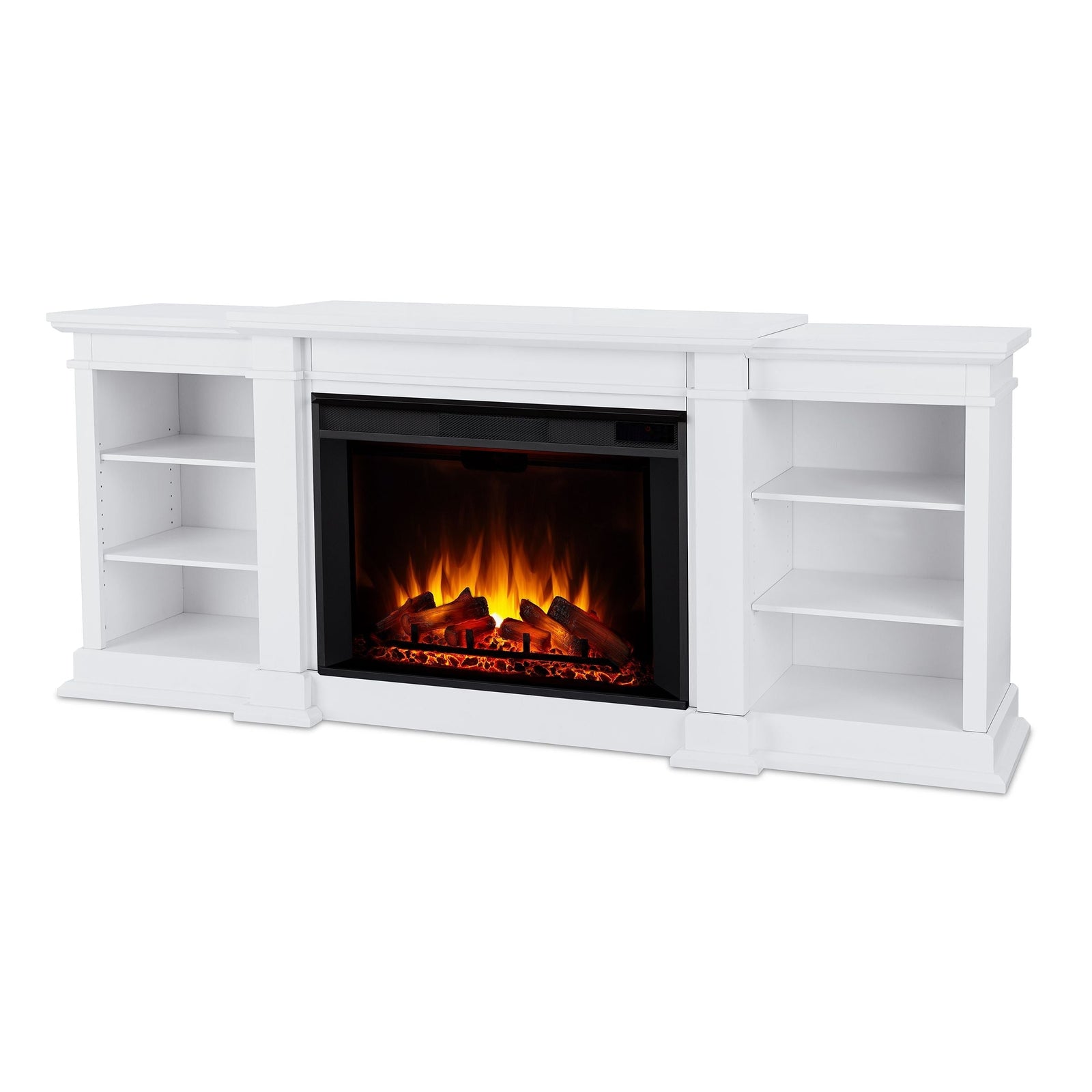 Flame Eliot Grand Entertainment VividFlame Media Indoor Electric Fireplace TV Stand, 1500W, Includes Remote Control & Firebox, White K8N0 - product image 1