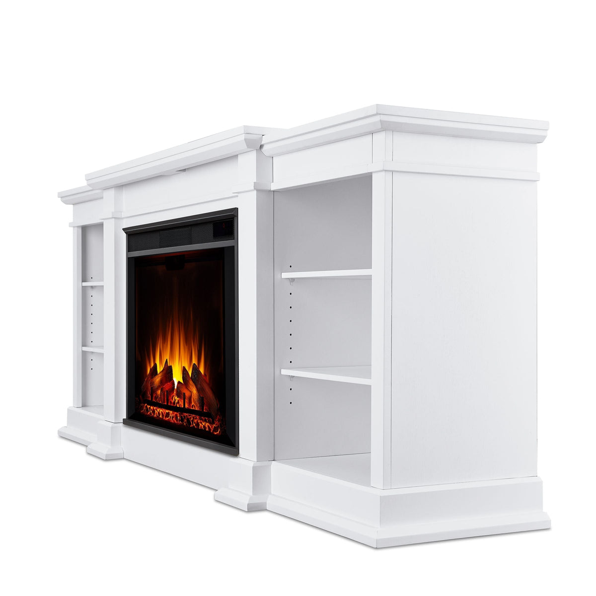 Flame Eliot Grand Entertainment VividFlame Media Indoor Electric Fireplace TV Stand, 1500W, Includes Remote Control & Firebox, White K8N0 - product image 2