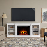 Flame Eliot Grand Entertainment VividFlame Media Indoor Electric Fireplace TV Stand, 1500W, Includes Remote Control & Firebox, White K8N0 - product image 4