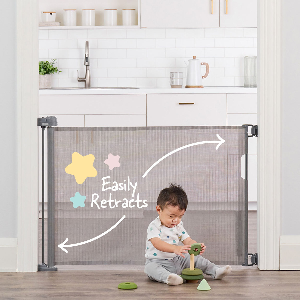 Retractable Baby Safety Gate, 50-in, Grey H6J7 - product image 1