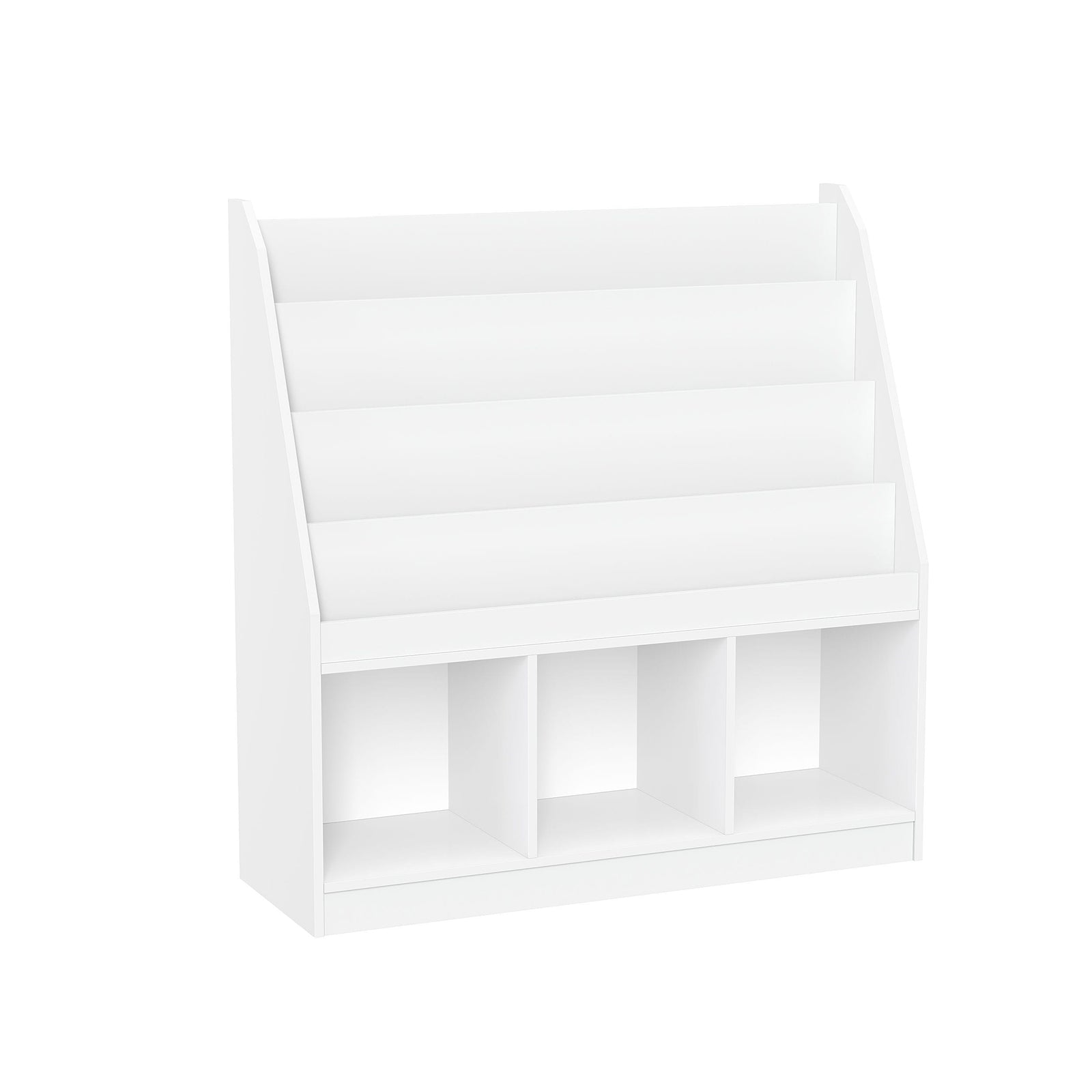 Home Kids' Playroom Bookrack with 3 Toy Organizer Cubbies & 4 Book Shelves, White P9Y1 - product image 1