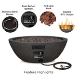 Round Concrete Gas Fire Pit in Shale, 36-in B5D3 - product image 7