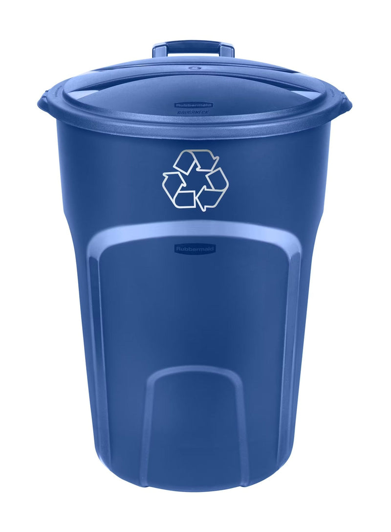 Plastic Circular Wheeled Recycling Blue Box with Handle, 121-L H4Q1