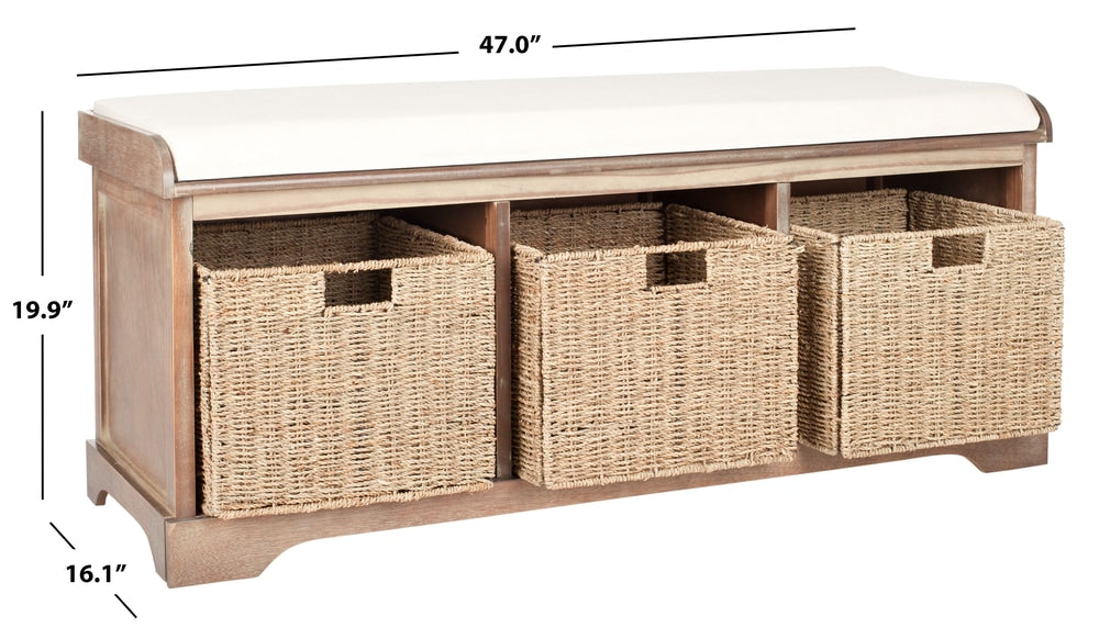 Lonan Wicker Storage Bench, Grey Wash/White, 16.1-in x 47-in x 19.9-in K0R1 - product image 6