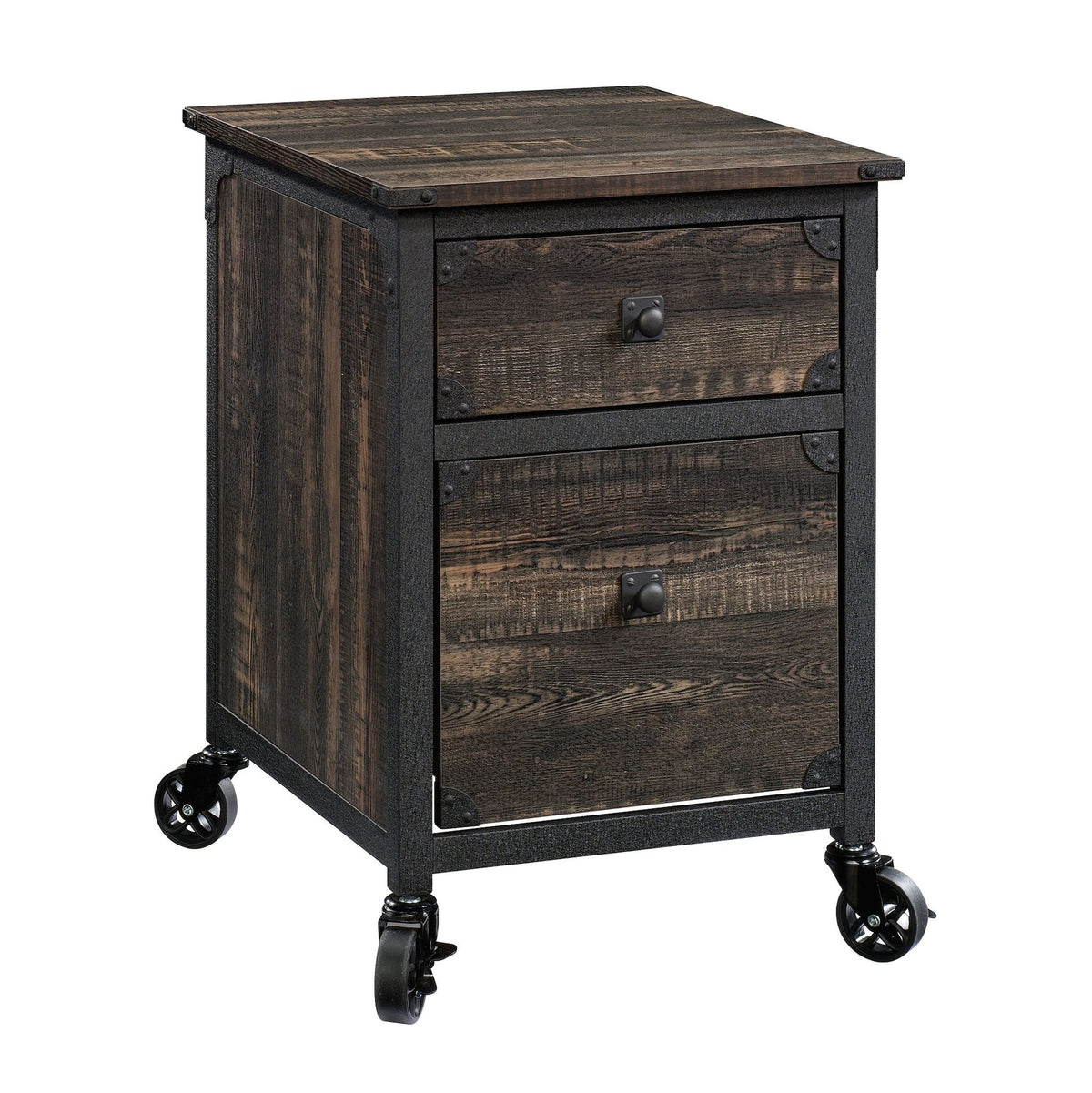 Steel Pedestal River File Cabinet with Drawers, Carbon Oak R8X6 - product image 1