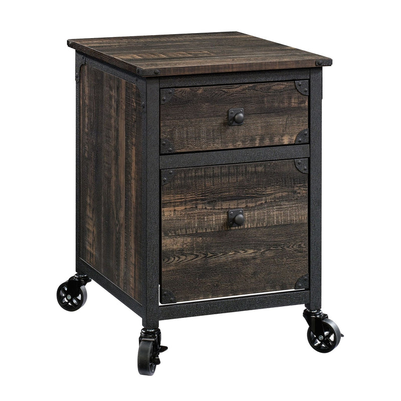 Steel Pedestal River File Cabinet with Drawers, Carbon Oak R8X6