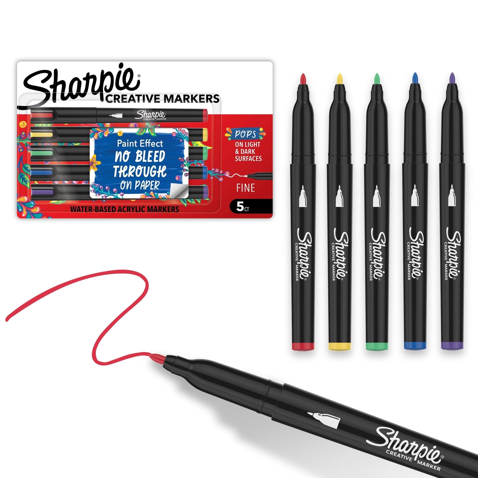 Creative Markers, Fine Tip, 5 Pieces, Assorted Colours J5A4 - product image 2