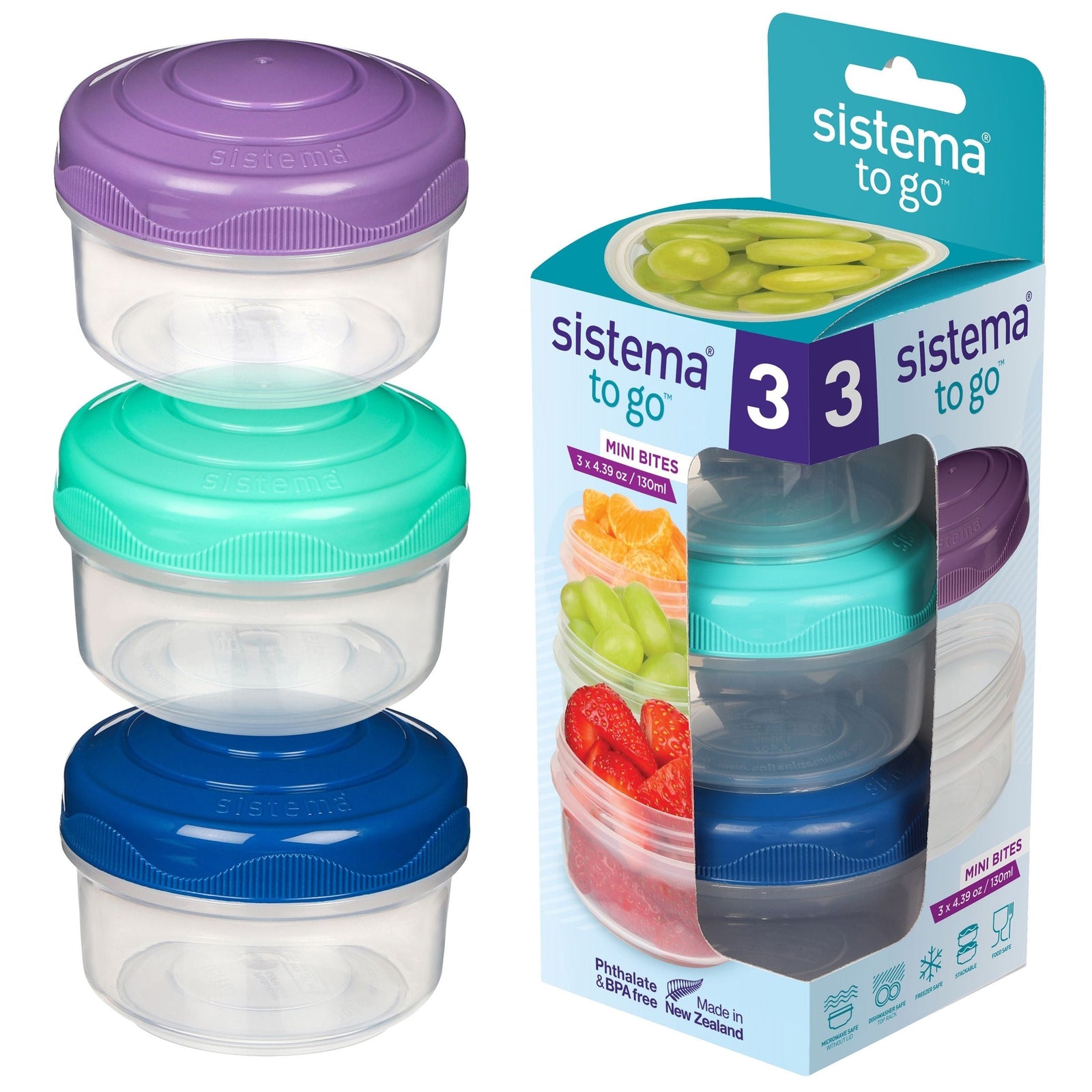 Mini Bites To Go Food Storage Container Set with Removable Dividers, 3-pk H2G8 - product image 1
