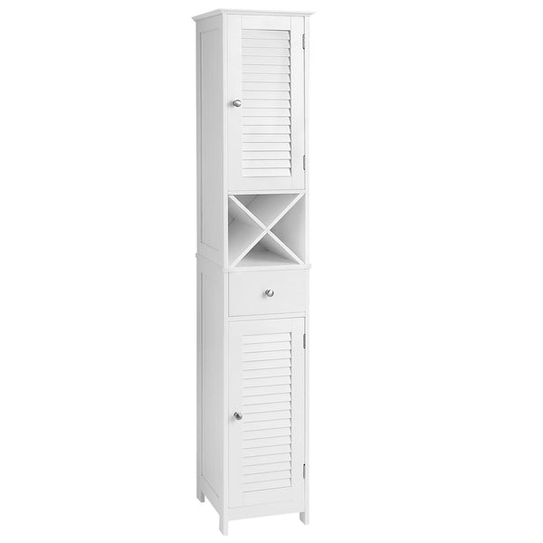 Home 1-Drawer White Storage Cabinet with Shutter Doors U0J0
