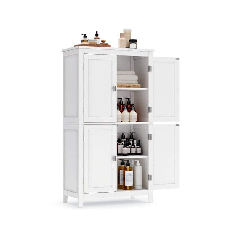 Home 4-Door White Storage Cabinet with Adjustable Shelves D7K3