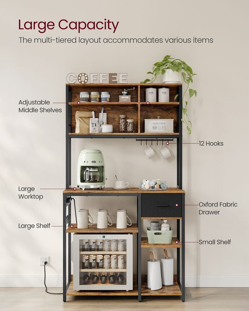 Home Brown Baker's Rack/Charging Station with Small Shelves O9E1 - product image 1