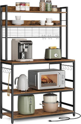 Home Rustic Brown Baker's Rack with 4 AC Outlets V5O8 - product image 2