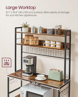 Home Rustic Brown Baker's Rack with 4 AC Outlets V5O8 - product image 3