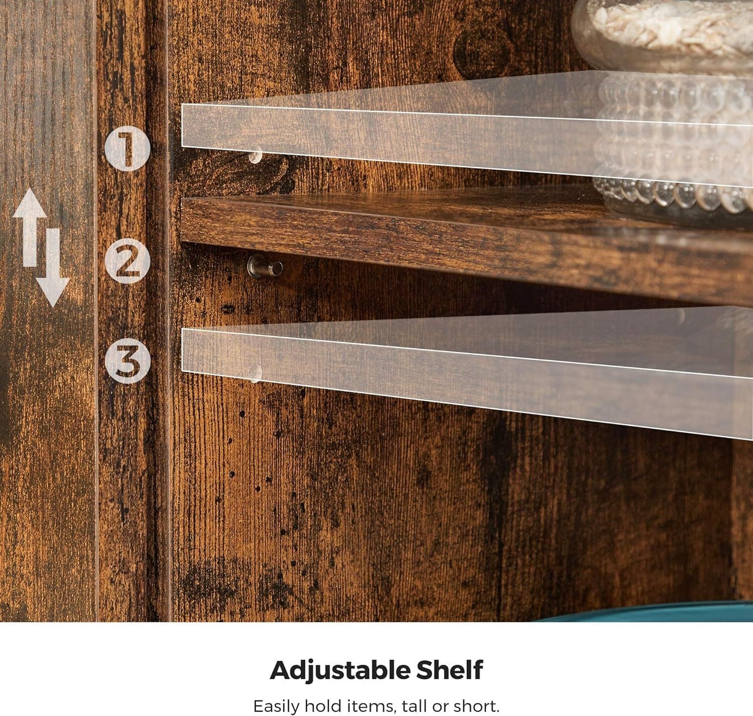 Home Rustic Brown Cabinet with Sliding Door W9Q6 - product image 4