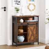 Home Rustic Brown Cabinet with Sliding Door W9Q6 - product image 6