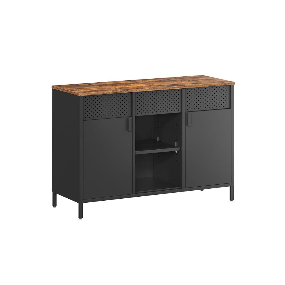 Home Rustic Brown/Black Metal Buffet Cabinet K7O1 - product image 1